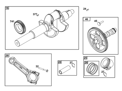 Crankshaft Group Diagram and Parts List for 543477-3301-J1 400000 - 699999 Briggs and Stratton Engine